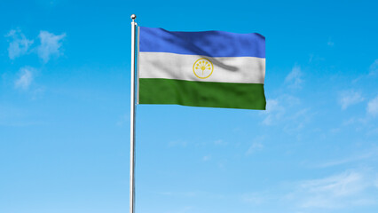 High detailed flag of Bashkortostan. National Bashkortostan flag. 3D illustration.