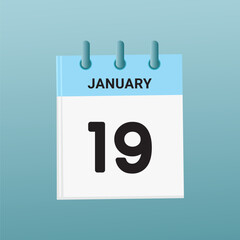 19th February daily calendar icon template. February 19 day calendar design. Single day calendar in vector illustration flat style.