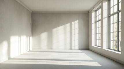 Fototapeta premium Empty Room with Sunlight Streaming Through Windows