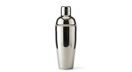 Isolated Stainless Steel Cocktail Shaker on White Background for Barware