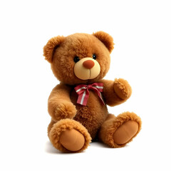 Obraz premium a Cute brown teddy bear sitting isolated on the white background