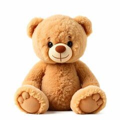 Obraz premium a Cute brown teddy bear sitting isolated on the white background