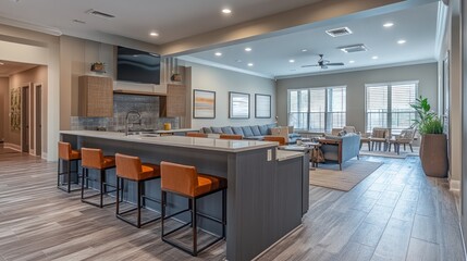 Modern apartment clubhouse kitchen & lounge
