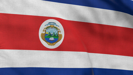 High detailed flag of Costa Rica. National Costa Rica flag. North America. 3D illustration.