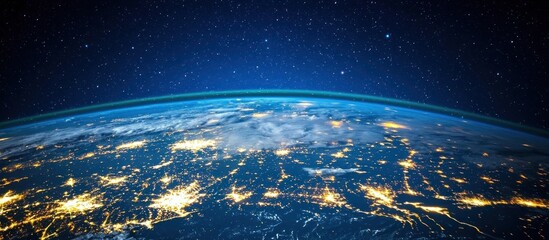 Obraz premium Earth's Night Lights Space View, Global Connectivity