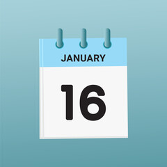 16th February daily calendar icon template. February 16 day calendar design. Single day calendar in vector illustration flat style.
