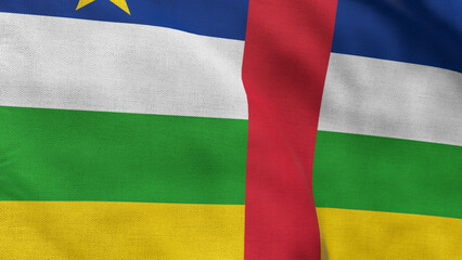 High detailed flag of Central-African Republic. National Central-African Republic flag. Africa. 3D illustration. © LumeLense