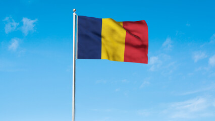 High detailed flag of Chad. National Chad flag. Africa. 3D illustration.