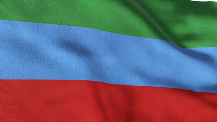 High detailed flag of Dagestan. National Dagestan flag. 3D illustration.