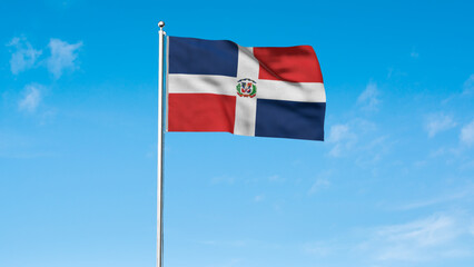 High detailed flag of Dominican Republic. National Dominican Republic flag. North America. 3D illustration.