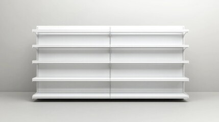 Obraz premium Empty white shelves against wall; retail mockup