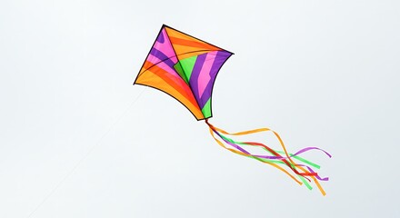 Bright Colorful Kite Flying High in the Sky for Summer Fun