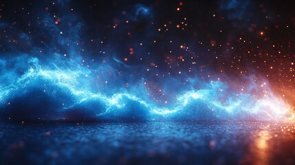 energy and electrical background featuring blue lightning and plasma, symbolizing chaos and power. Bright, modern tone with blurred empty space for caption. Ideal for tech and futuristic themes.