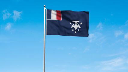 High detailed flag of French Southern and Antarctic Lands. National French Southern and Antarctic Lands flag. 3D illustration.