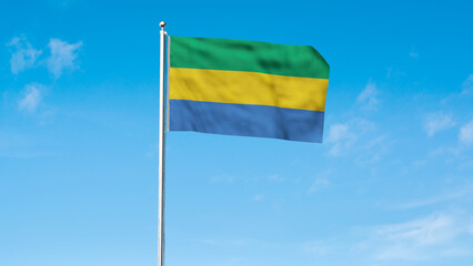 High detailed flag of Gabon. National Gabon flag. Africa. 3D illustration.