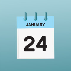 24th February daily calendar icon template. February 24 day calendar design. Single day calendar in vector illustration flat style.