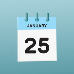 25th February daily calendar icon template. February 25 day calendar design. Single day calendar in vector illustration flat style.