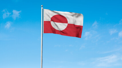 High detailed flag of Greenland. National Greenland flag. North America. 3D illustration.