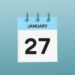 27th February daily calendar icon template. February 27 day calendar design. Single day calendar in vector illustration flat style.