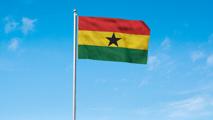 High detailed flag of Guinea-Bissau. National Guinea-Bissau flag. Africa. 3D illustration.