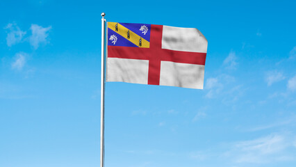 High detailed flag of Herm. National Herm flag. 3D illustration.