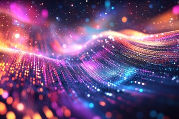 Abstract Colorful Wave, Particle Background, Digital Art, Technology, Website Header