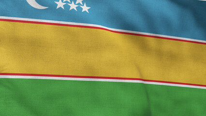 High detailed flag of Karakalpakstan. National Karakalpakstan flag. 3D illustration.