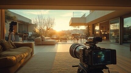 Sunset filming luxury villa interior & exterior
