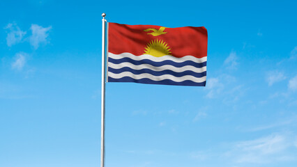 High detailed flag of Kiribati. National Kiribati flag. Oceania. 3D illustration.