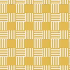 Seamless Checkered Pattern Structured Stripes. Yellow Mustard Gold Grid Geomatric Pattern Background. Stripe Tiled Linear Pattern.