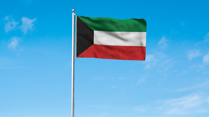 High detailed flag of Kuwait. National Kuwait flag. Asia. 3D illustration.