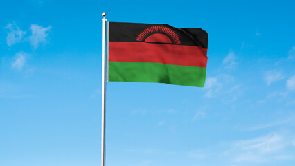 High detailed flag of Malawi. National Malawi flag. Africa. 3D illustration.