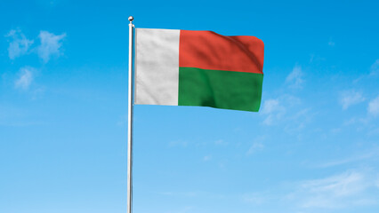 High detailed flag of Madagascar. National Madagascar flag. Africa. 3D illustration.