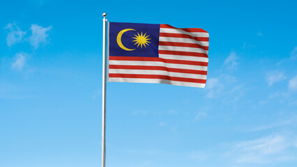 High detailed flag of Malaysia. National Malaysia flag. Asia. 3D illustration.