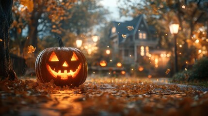 Jack-o'-lantern on Halloween Night