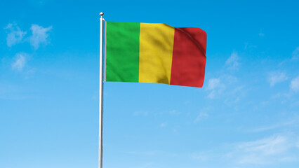 High detailed flag of Mali. National Mali flag. Africa. 3D illustration.