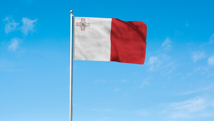 High detailed flag of Malta. National Malta flag. Europe. 3D illustration.