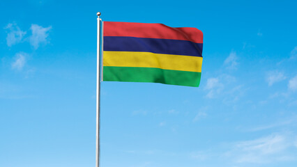 High detailed flag of Mauritius. National Mauritius flag. Africa. 3D illustration.
