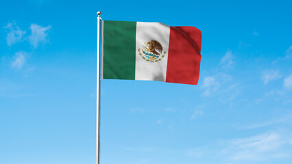 High detailed flag of Mexico. National Mexico flag. Europe. 3D illustration.