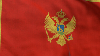 High detailed flag of Montenegro. National Montenegro flag. Europe. 3D illustration.