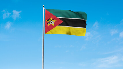 High detailed flag of Mozambique. National Mozambique flag. Africa. 3D illustration.