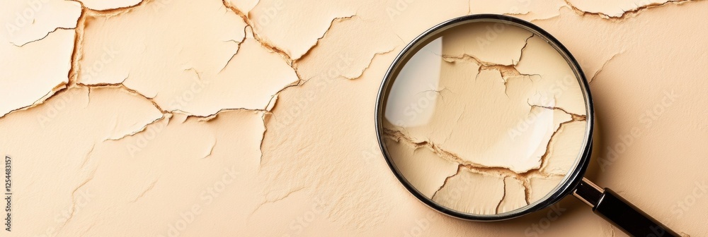 Aufkleber magnifying glass reveals dry flaky skin texture and cracks emphasizing skin condition and health cha