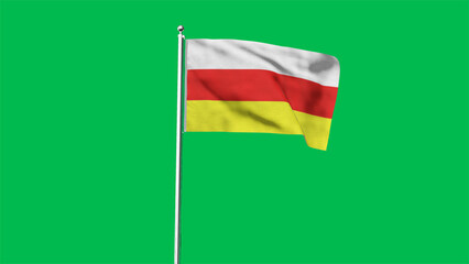 High detailed flag of North Ossetia. National North Ossetia flag. 3D illustration.
