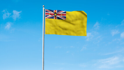 High detailed flag of Niue. National Niue flag. Oceania. 3D illustration.