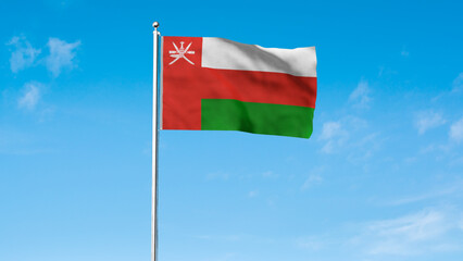 High detailed flag of Oman. National Oman flag. Asia. 3D illustration.