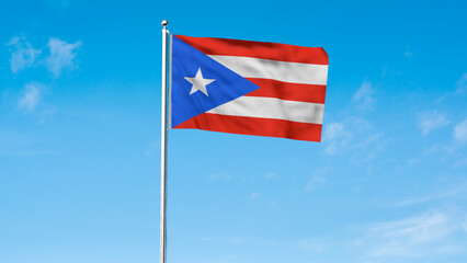 High detailed flag of Puerto Rico. National Puerto Rico flag. North America. 3D illustration.
