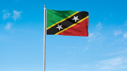 High detailed flag of Saint Kitts and Nevis. National Saint Kitts and Nevis flag. North America. 3D illustration.