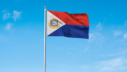 High detailed flag of St. Martin. National St. Martin flag. North America. 3D illustration.