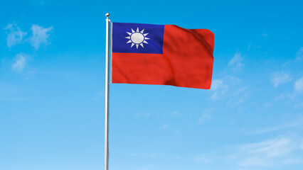 High detailed flag of Taiwan. National Taiwan flag. Asia. 3D illustration.