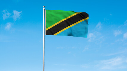 High detailed flag of Tanzania. National Tanzania flag. Africa. 3D illustration.